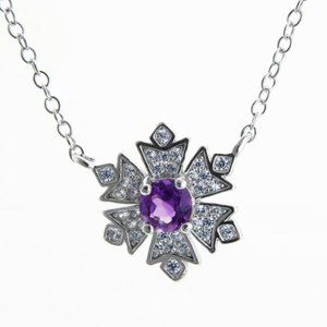 Genuine Amethyst Sterling Silver Necklace